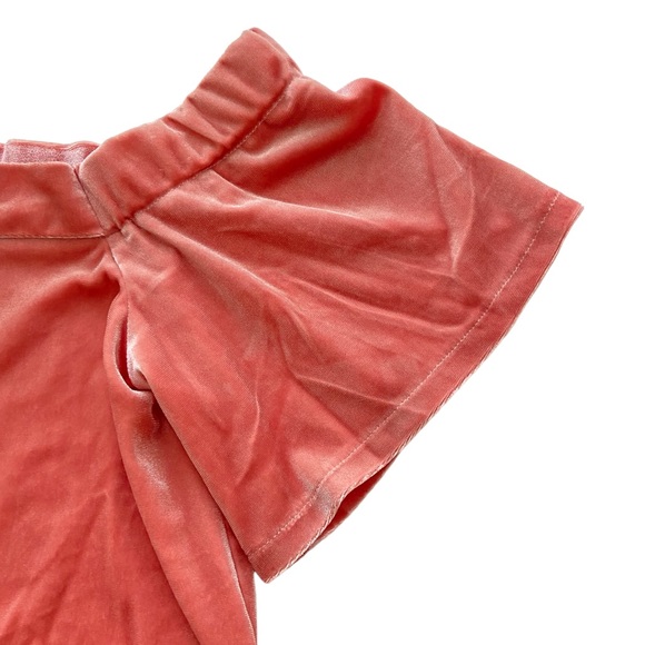 Evenuel Peach Velvet Velour Off Shoulder Crop Top - Size Large - Picture 2 of 11